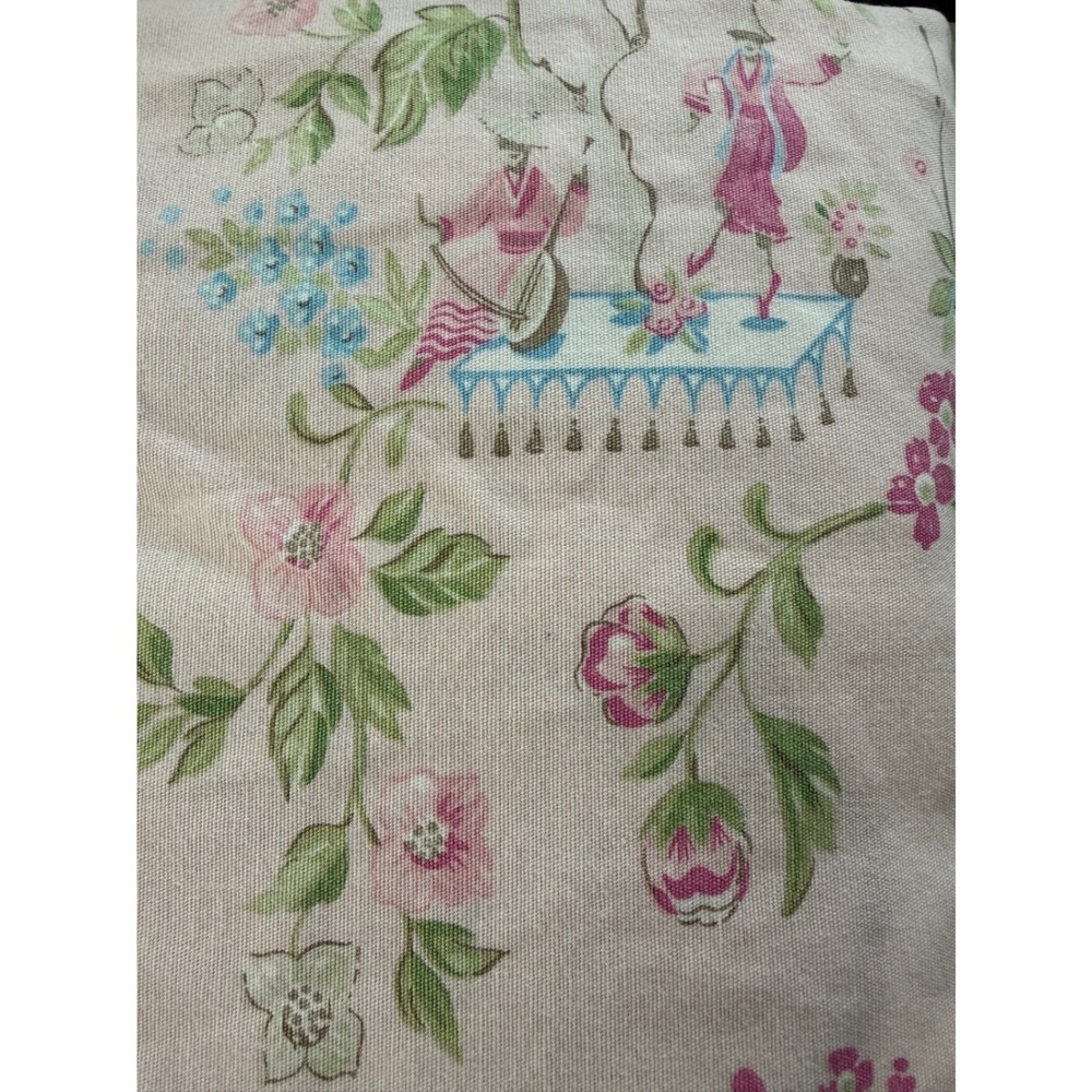 Vtg Pottery Barn Kids Duvet Cover Full/Queen Pink Chinoiserie Floral Toile Asian